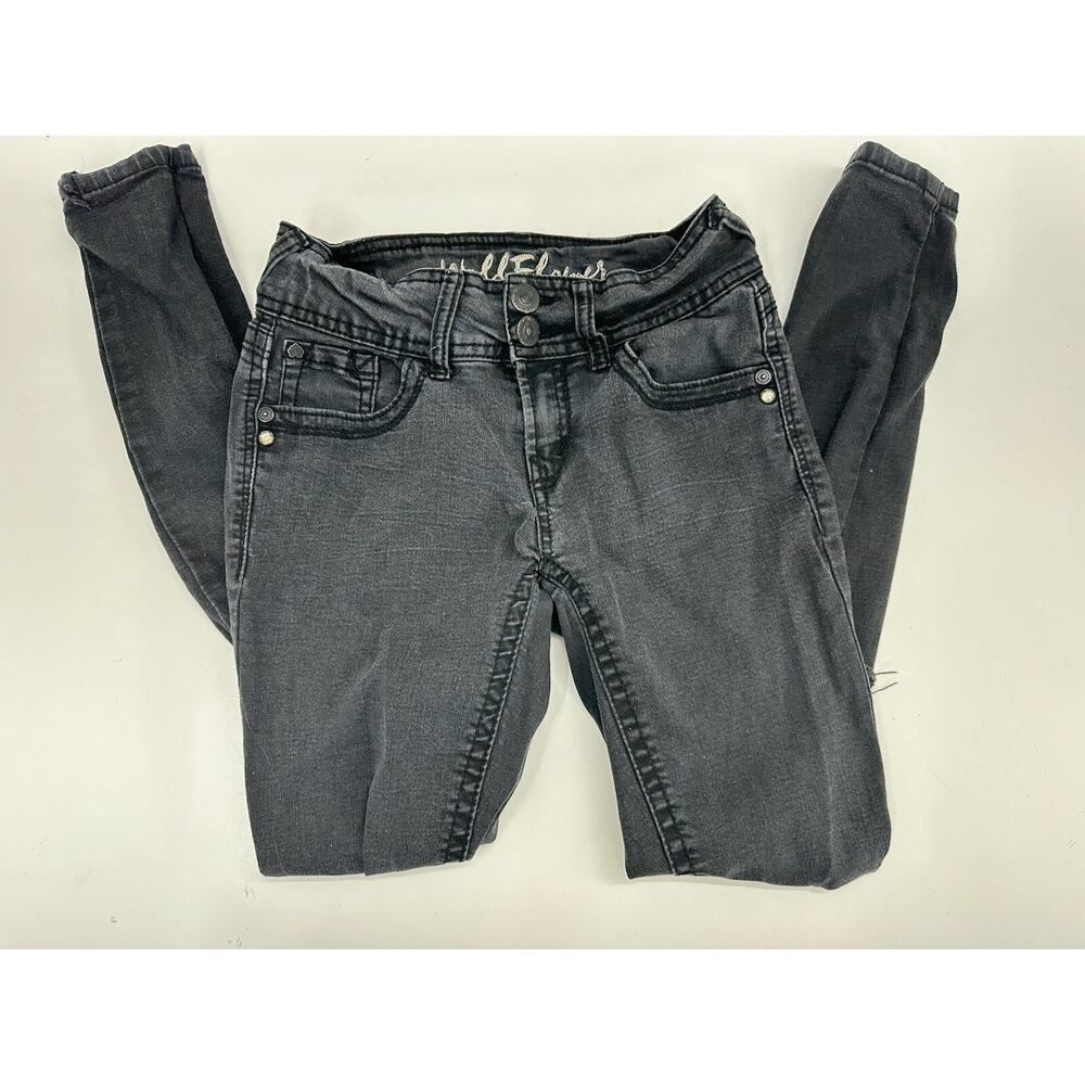 Wallflower Juniors Jeans Size 1 Black Distressed Denim Skinny